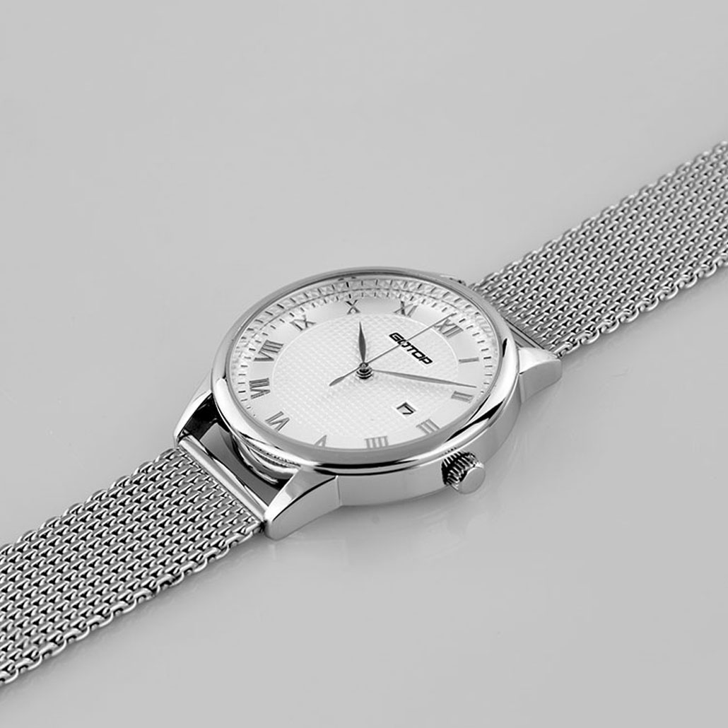 AW386 Silver And White Men's Watch With Roman Numera