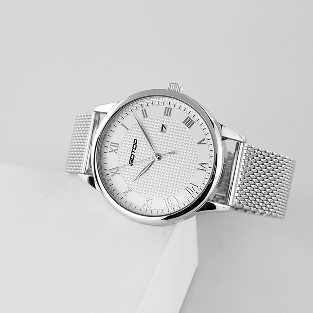 AW386 Silver And White Men's Watch With Roman Numera