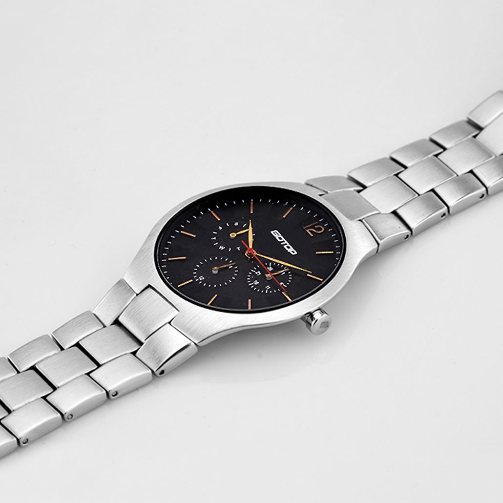 AW517 Stainless-Steel Men's Watch With Brushed Finish And Built-In Metal Band