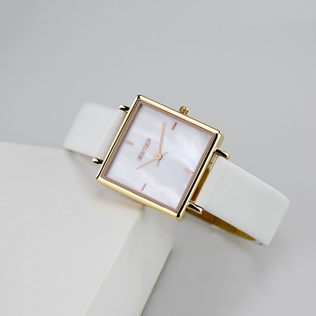 women's square face watch leather band
