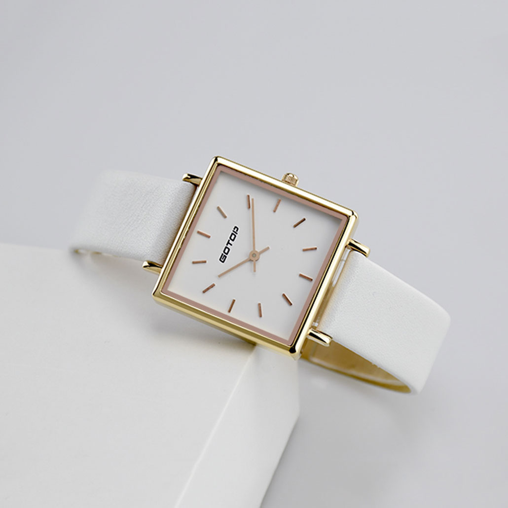 White and Rose  Square Dial Watches For Ladies