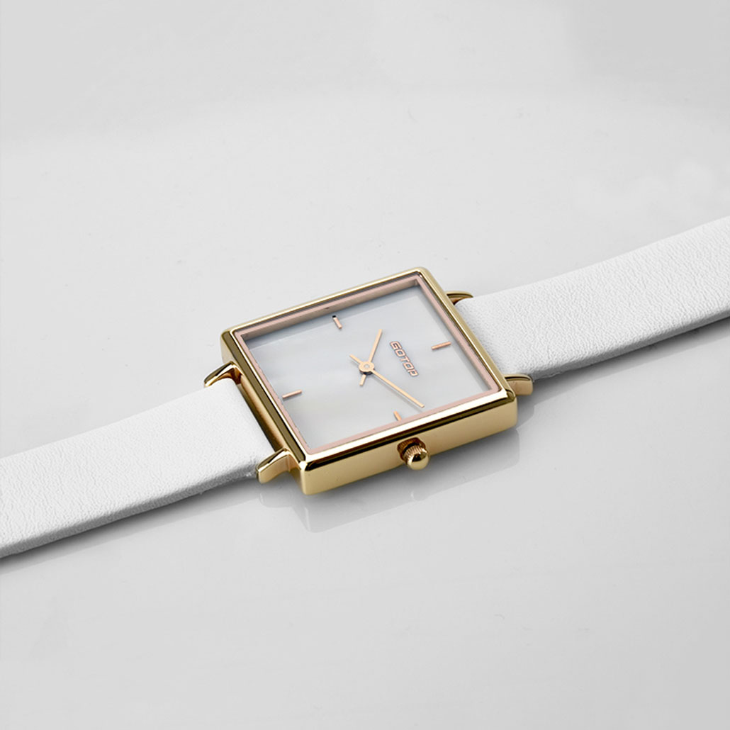 White Leather Strap Ladies Watch