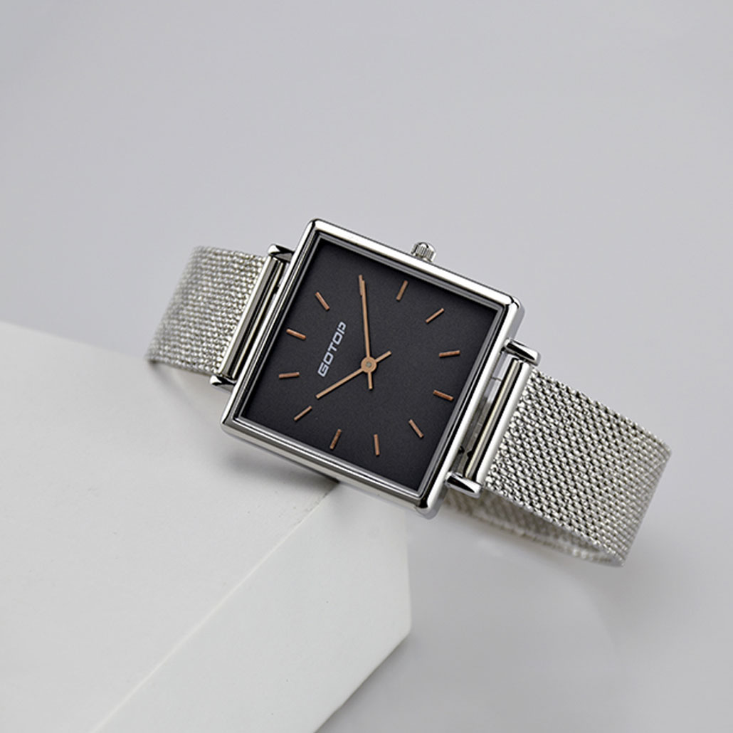 mesh strap ladies rectangular watch