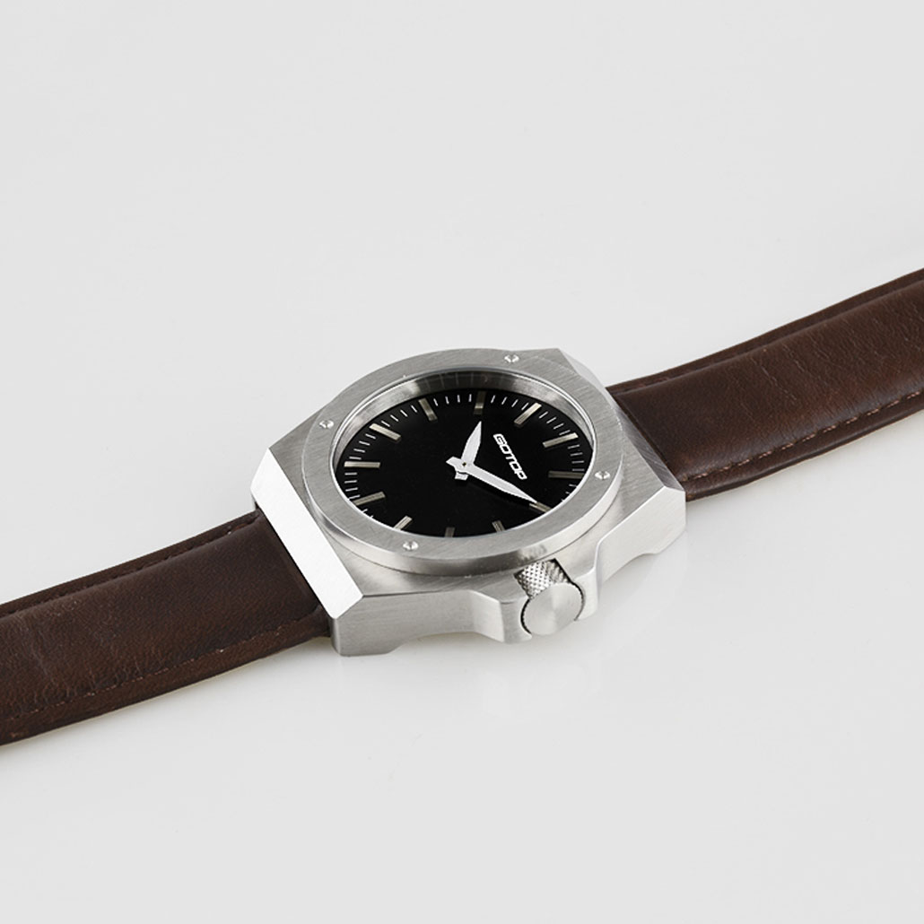 SS268 Stainless-Steel Men's Watch With Brown Leather Strap