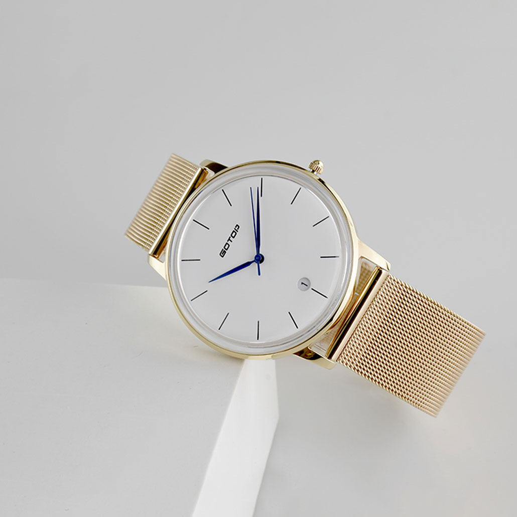 SS297-02 Gold Men's Watch With Metal Mesh Band