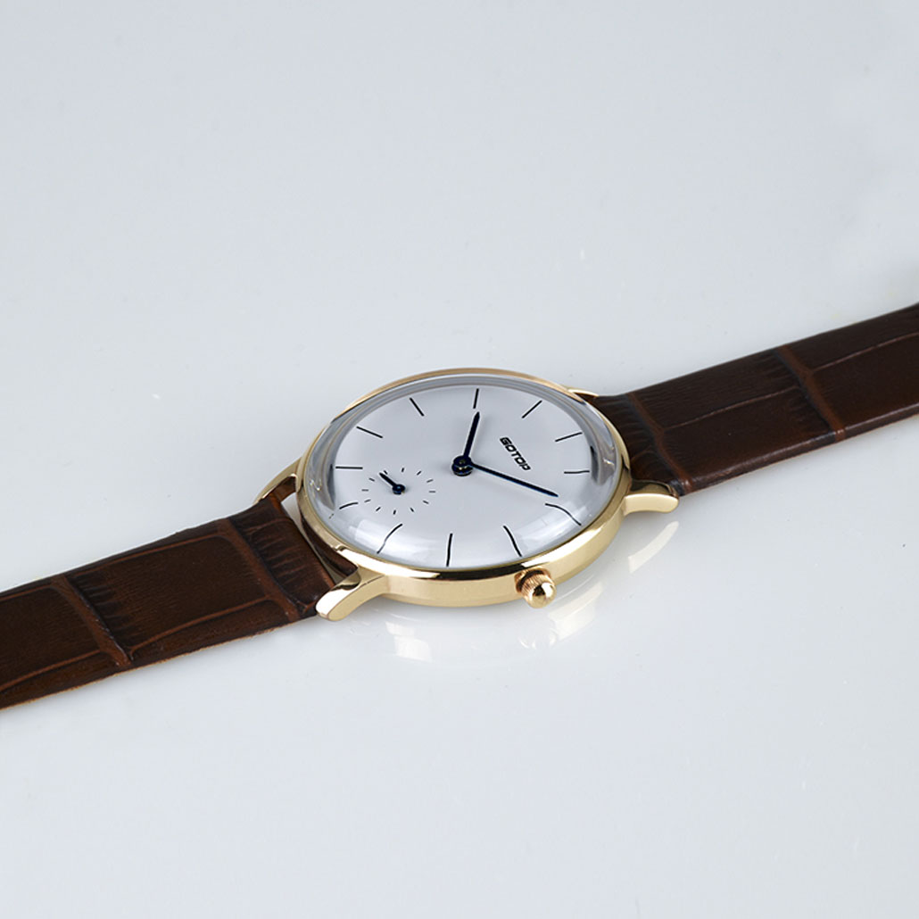 SS298-01 Men's Watch In Rose Gold With Brown Leather Strap