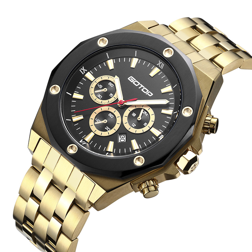 SS299 Gold And Black Men's Stainless-Steel Watch
