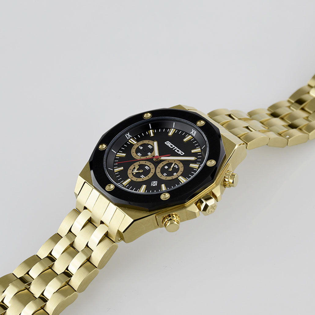 SS299 Gold And Black Men's Stainless-Steel Watch