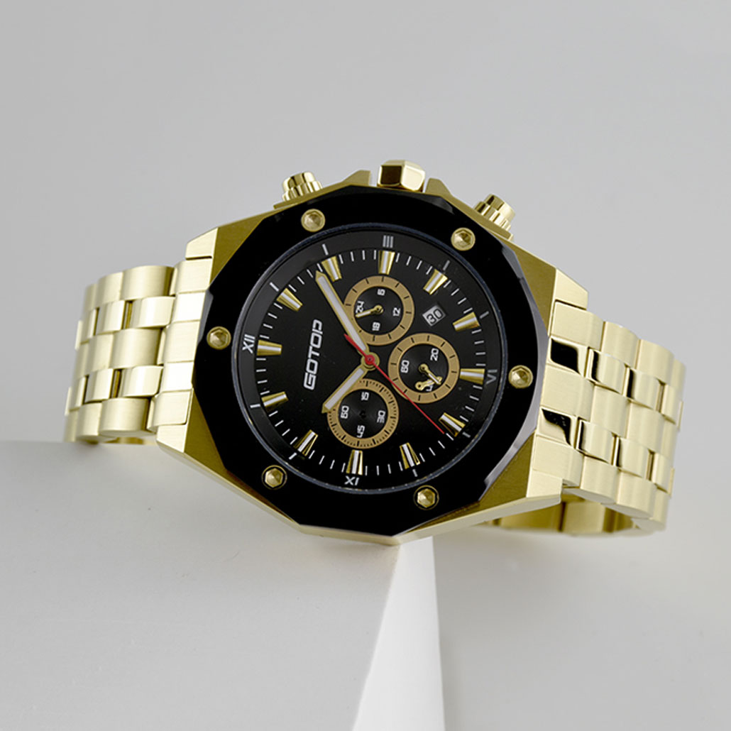 SS299 Gold And Black Men's Stainless-Steel Watch