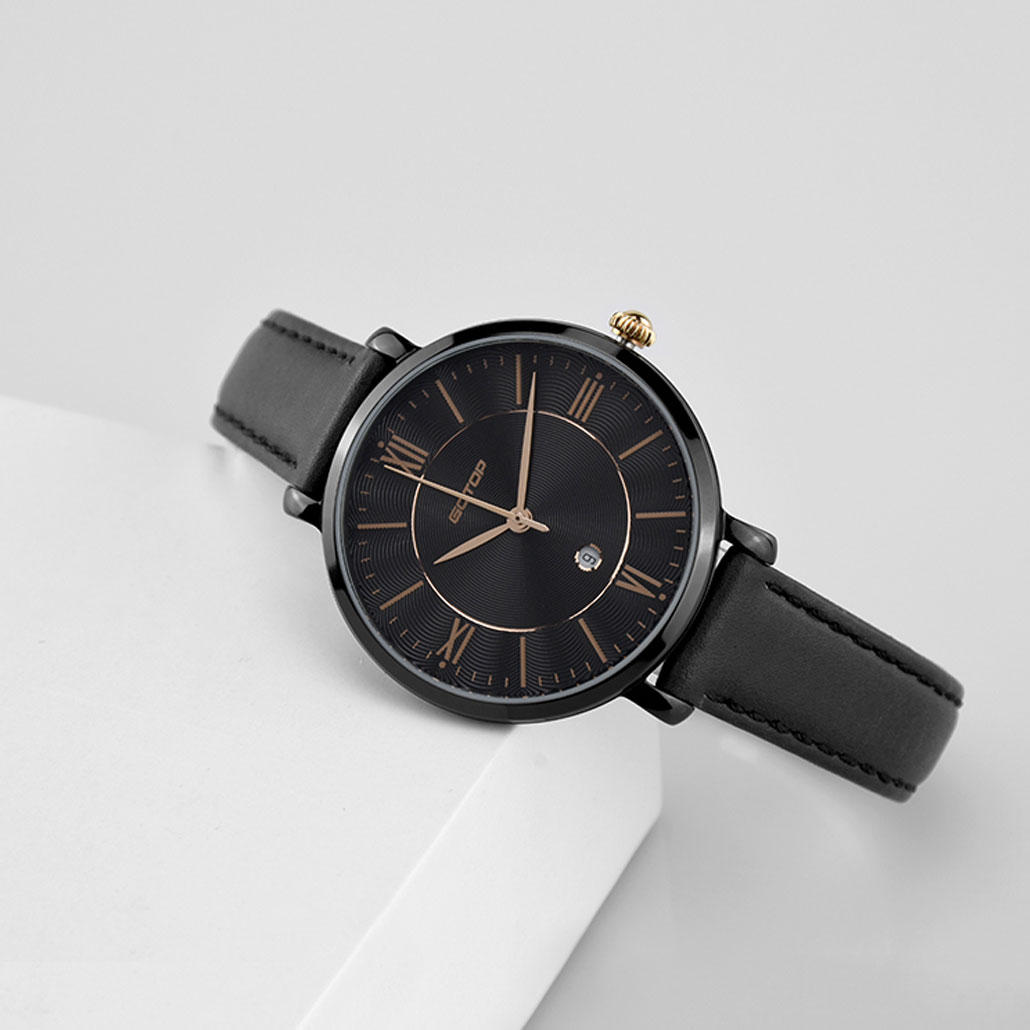 Ladies Gold Watch Leather Strap