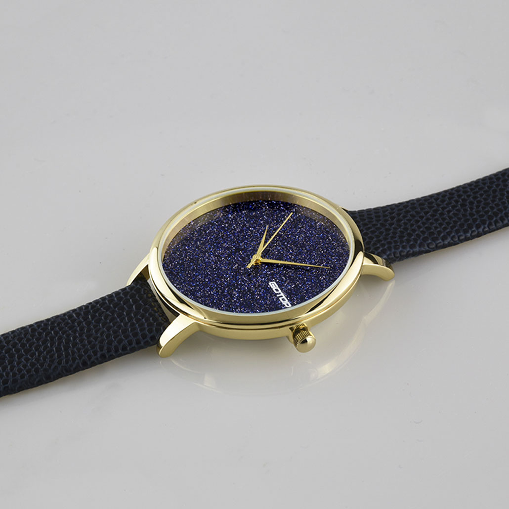 Blue Leather Strap Women's Watch