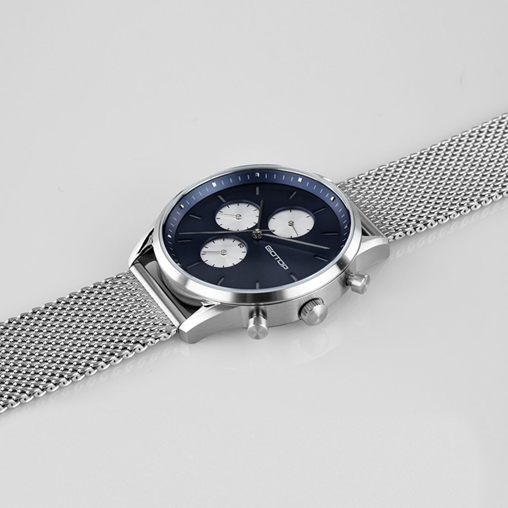 Khaki And Black Men's Watch With Stainless-Steel Mesh Band