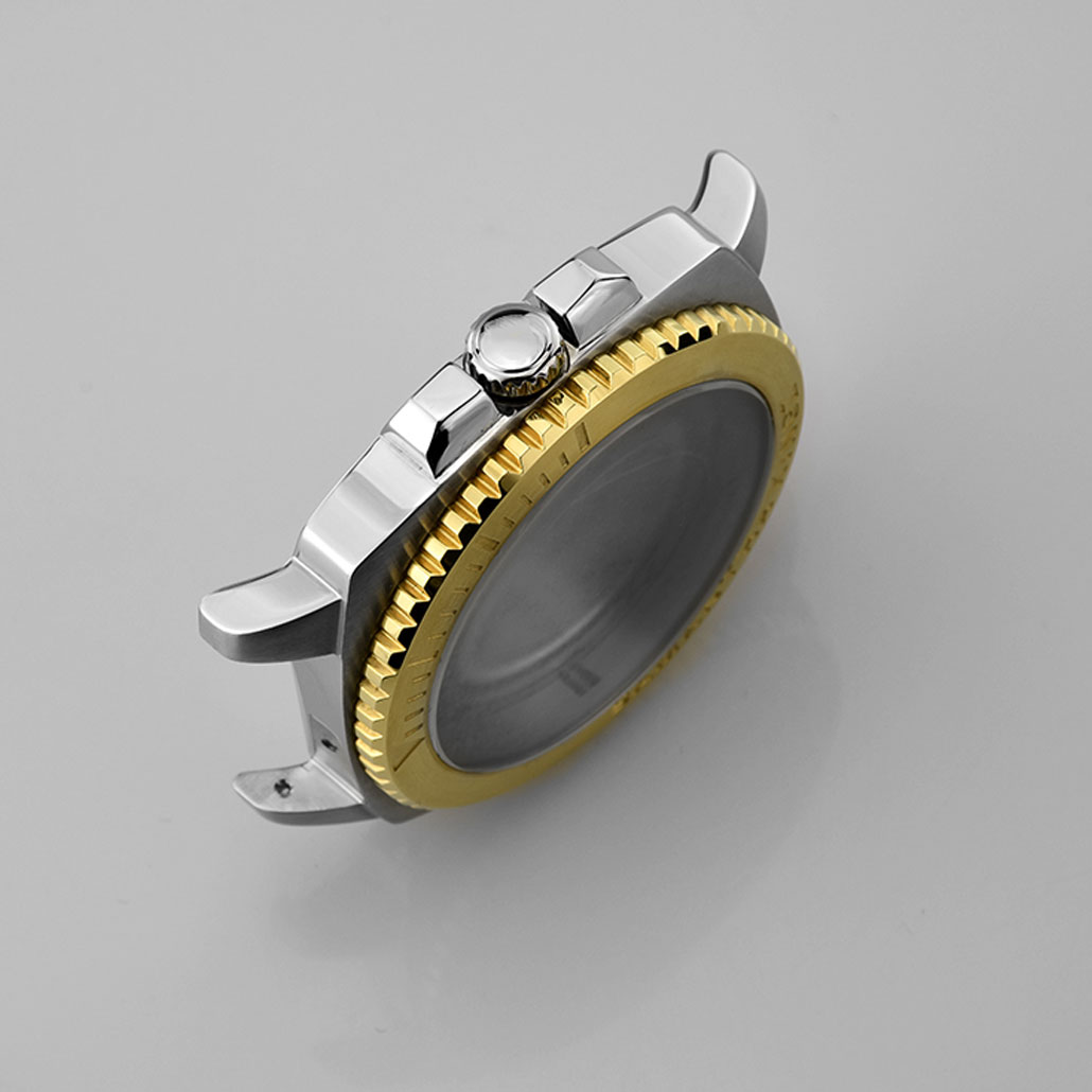 WC007 Two-Tone Metal Watch Case with Rotating Bezel