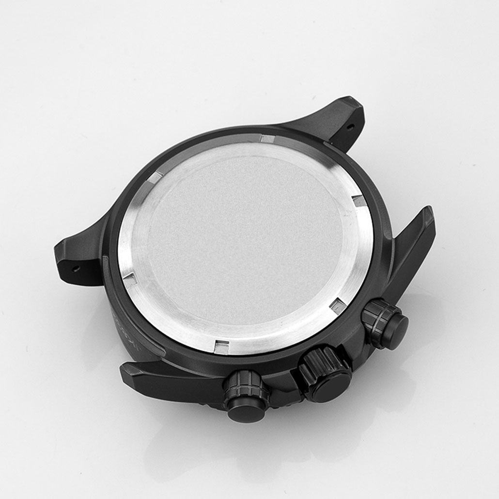 WC008 Stainless Steel Black Watch Case with Rotating Bezel