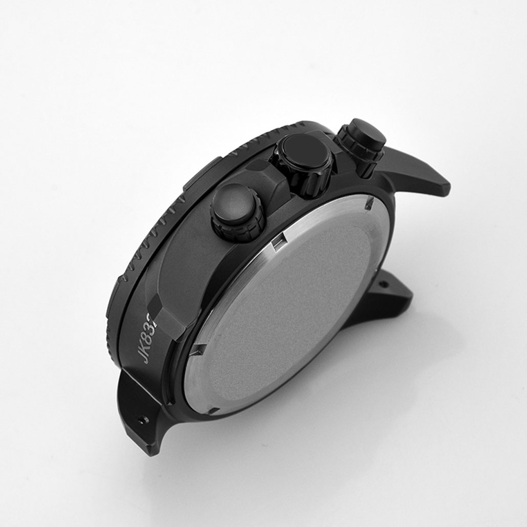 WC008 Stainless Steel Black Watch Case with Rotating Bezel