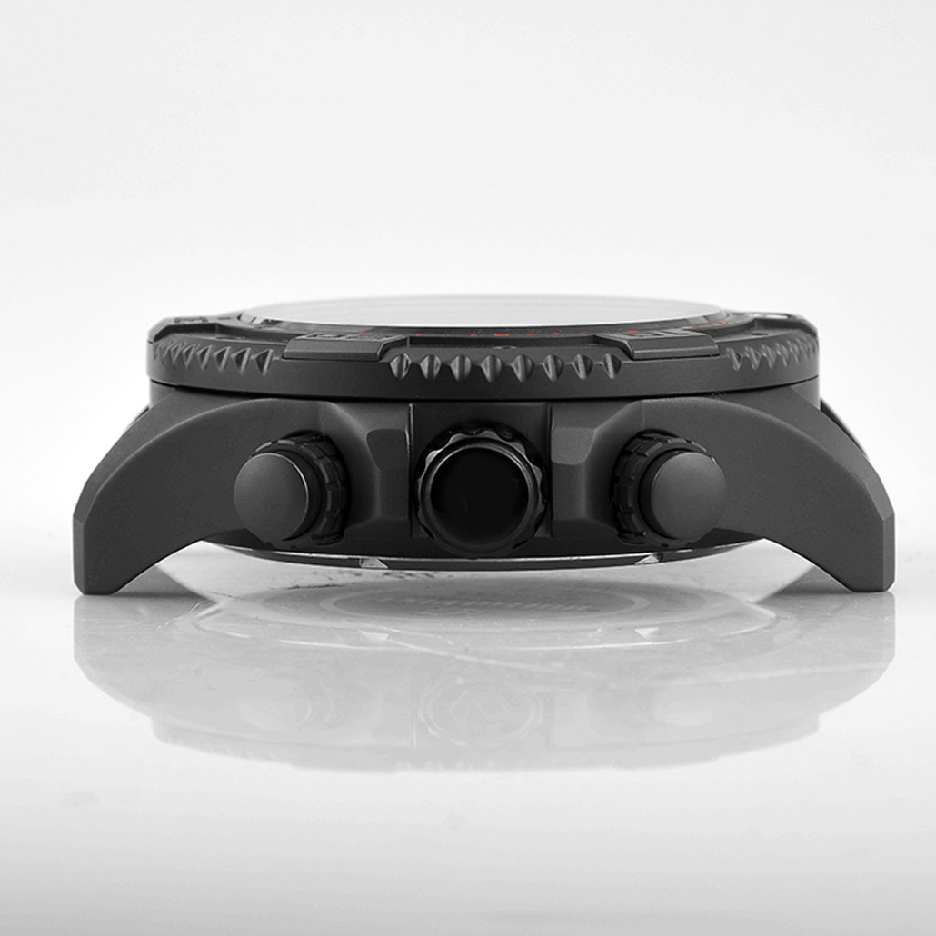 WC008 Stainless Steel Black Watch Case with Rotating Bezel