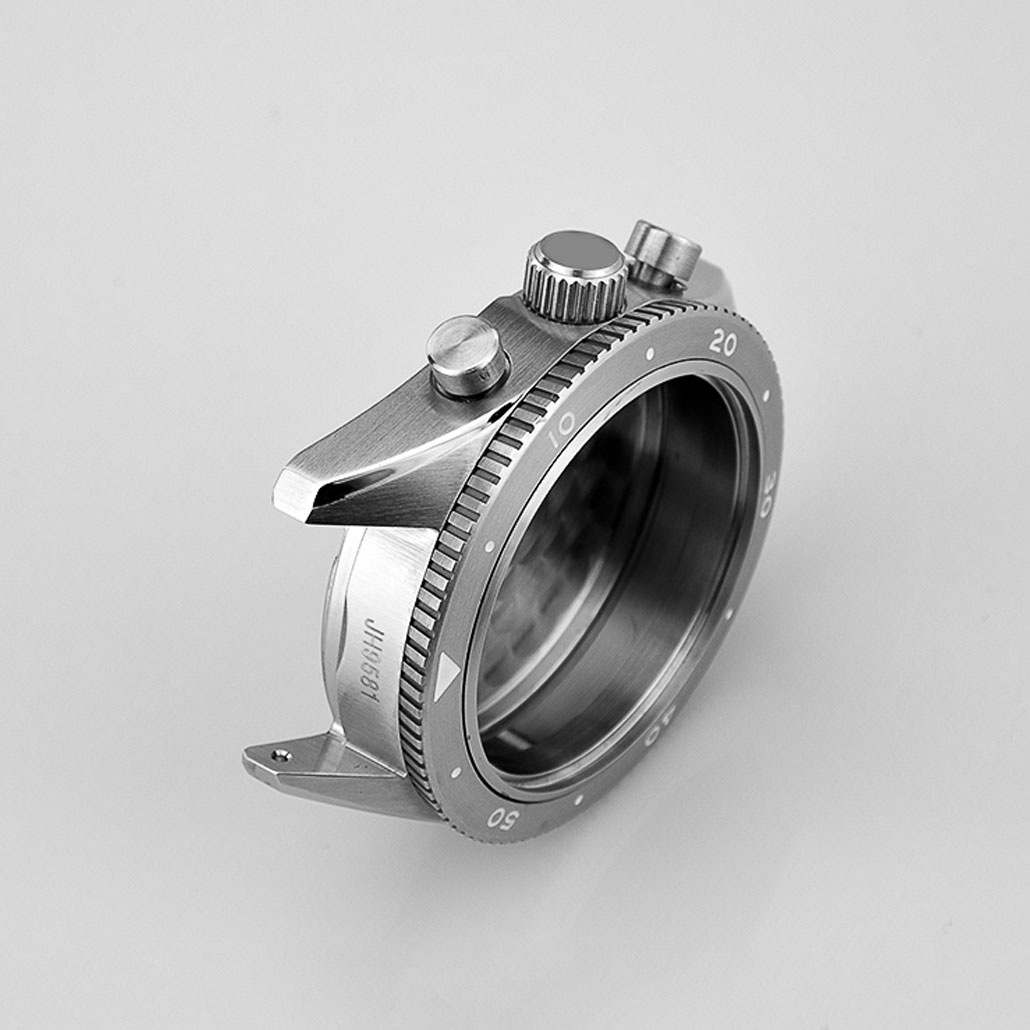 WC022 Stainless Steel Watch Case With Black Bezel