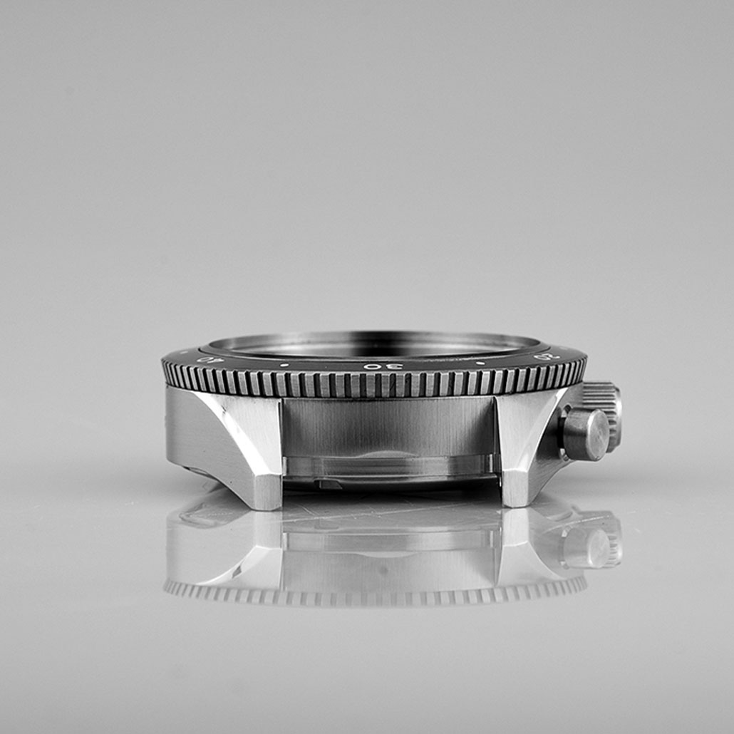 WC022 Stainless Steel Watch Case With Black Bezel