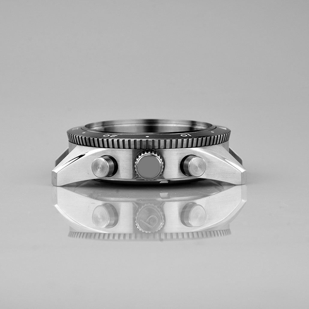 WC022 Stainless Steel Watch Case With Black Bezel