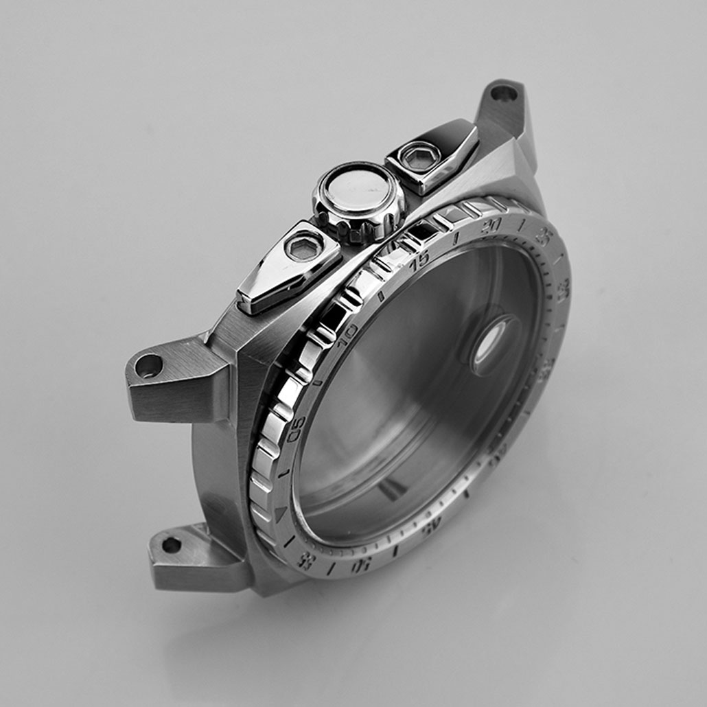 WC024 Polished Stainless-Steel watch Case with Knurled Details
