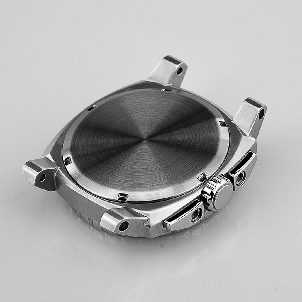 WC024 Polished Stainless-Steel watch Case with Knurled Details