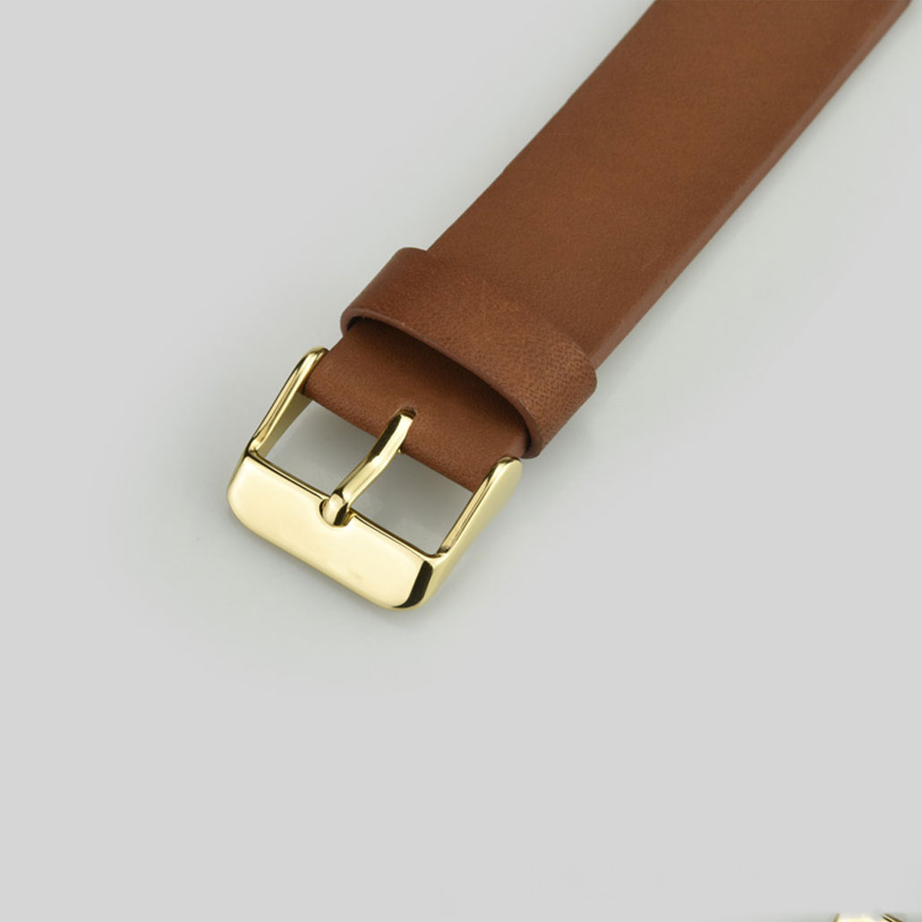 WL013 Coffee And Gold Leather Watch Strap