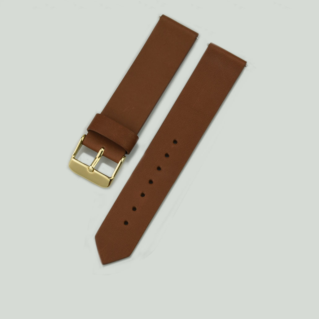 WL013 Coffee And Gold Leather Watch Strap