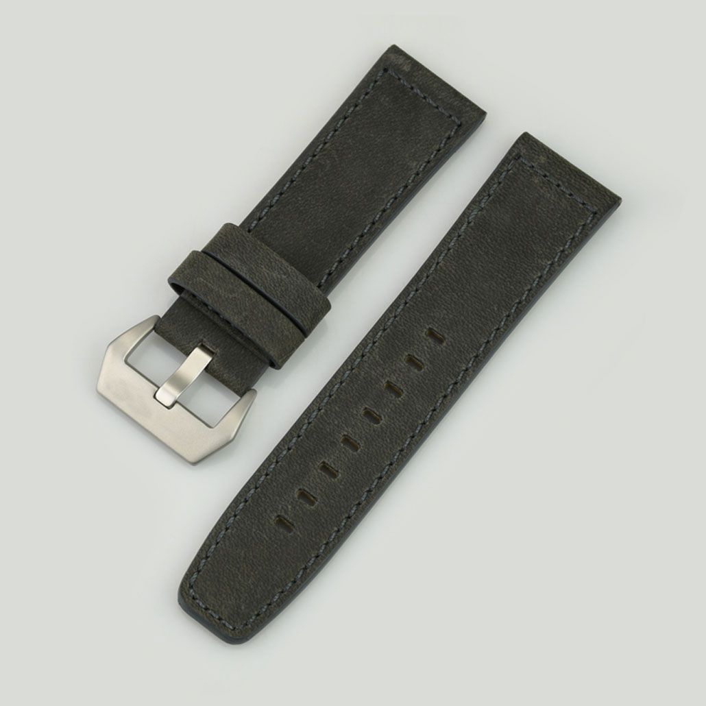 WL014 Grey Leather Men's Watch Strap