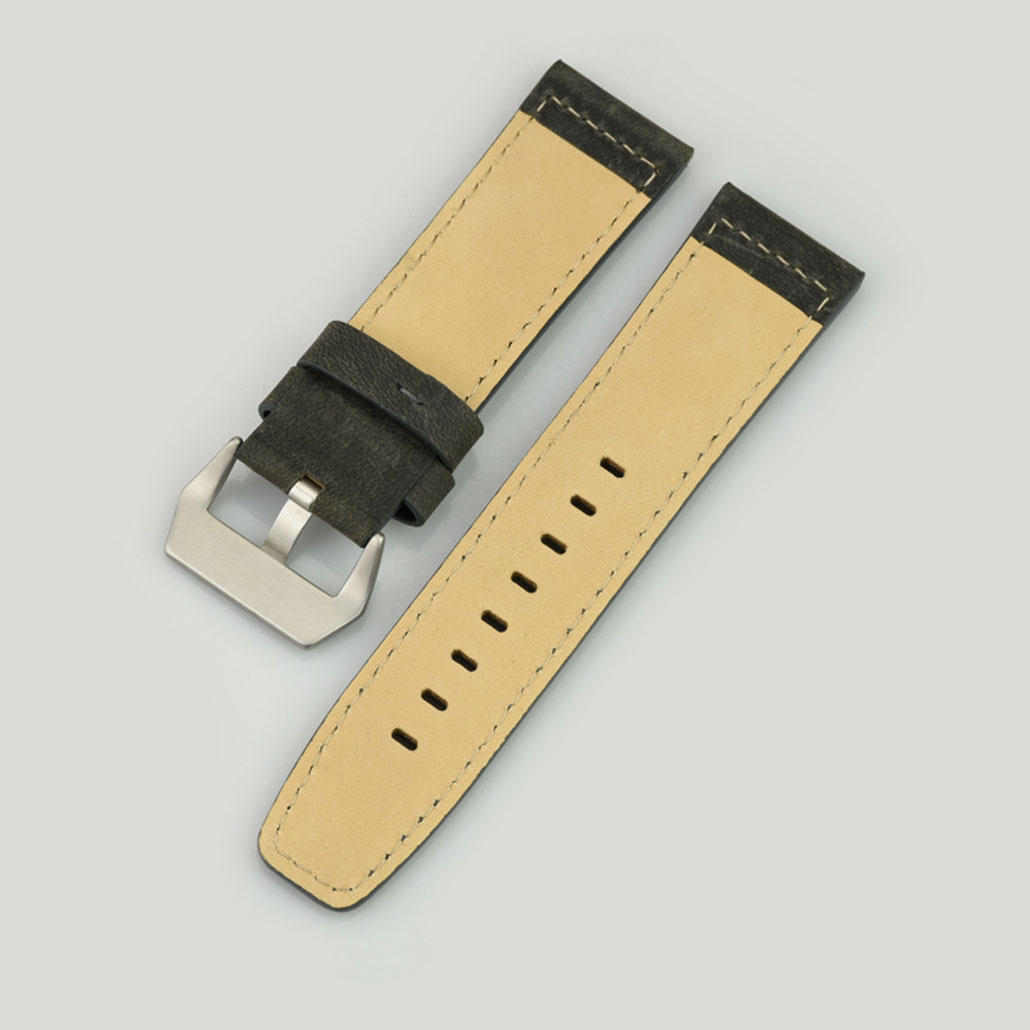 WL014 Grey Leather Men's Watch Strap