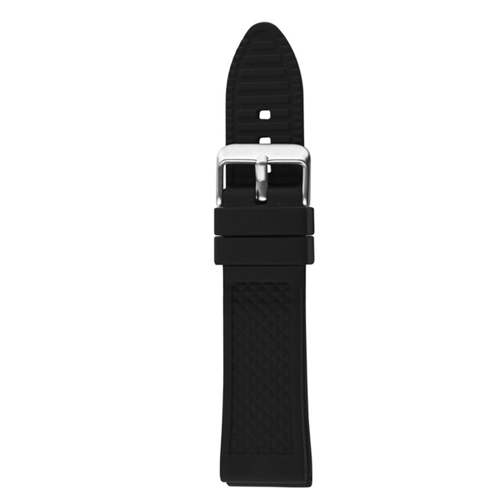 WR002 Black Silicone Rubber Watch Strap