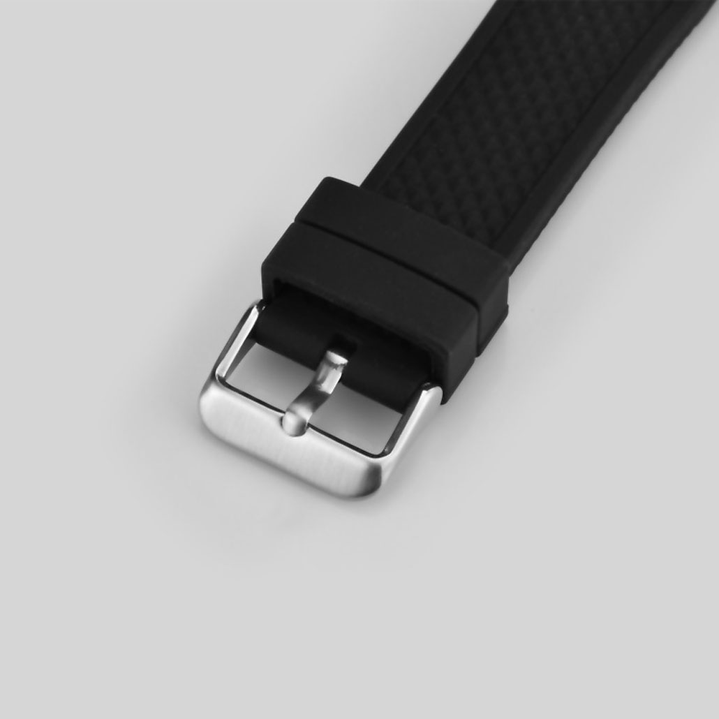 WR002 Black Silicone Rubber Watch Strap