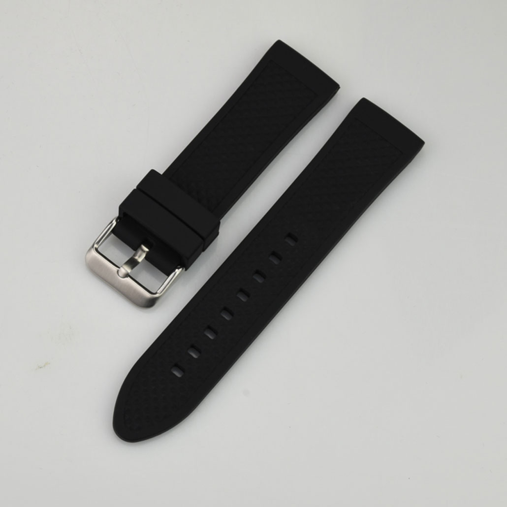 WR002 Black Silicone Rubber Watch Strap