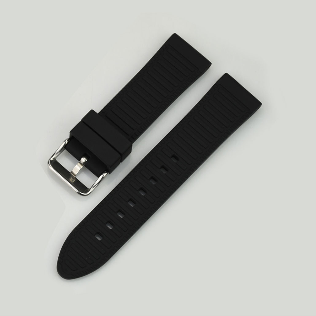 WR002 Black Silicone Rubber Watch Strap