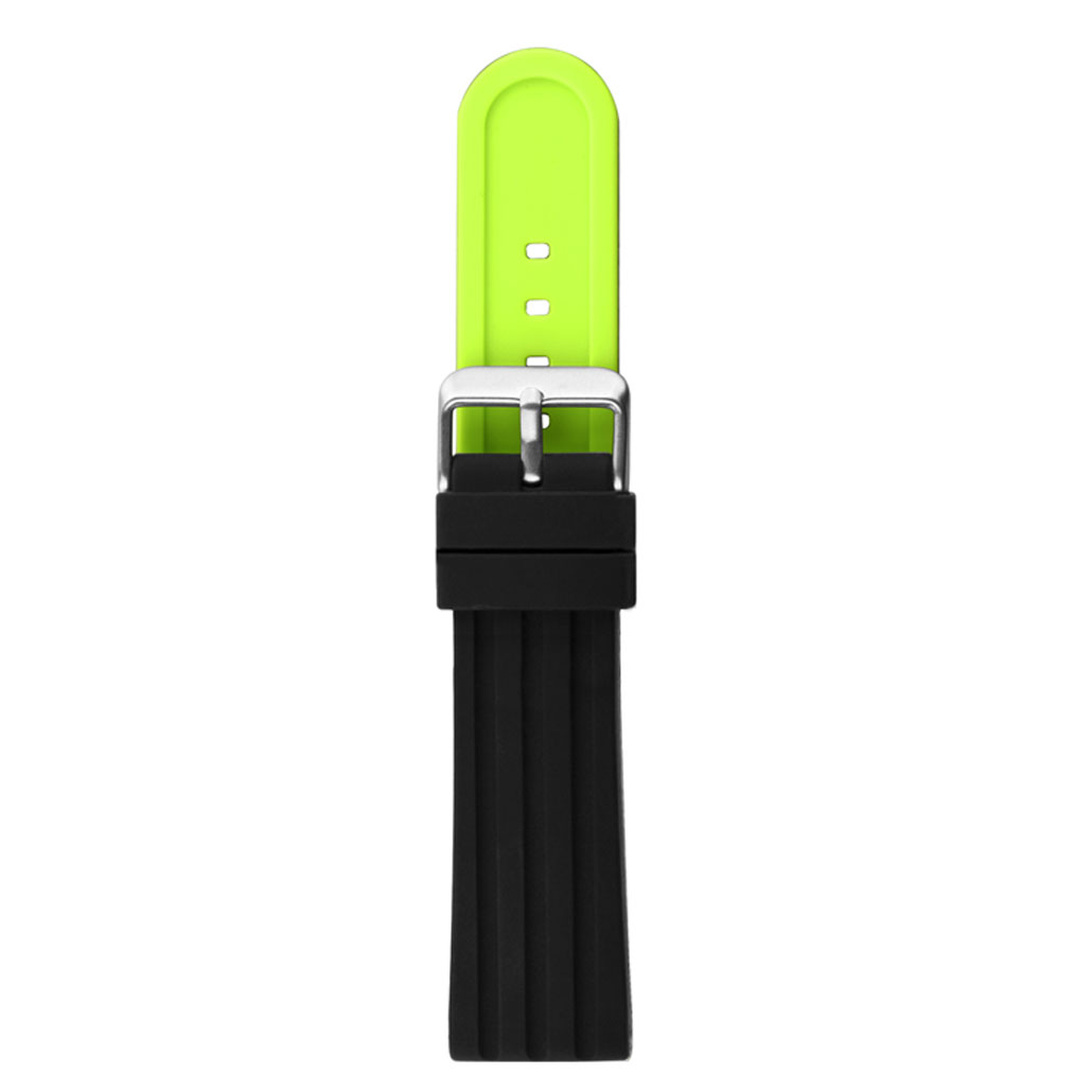 WR003 Black And Green Silicone Rubber Watch Strap