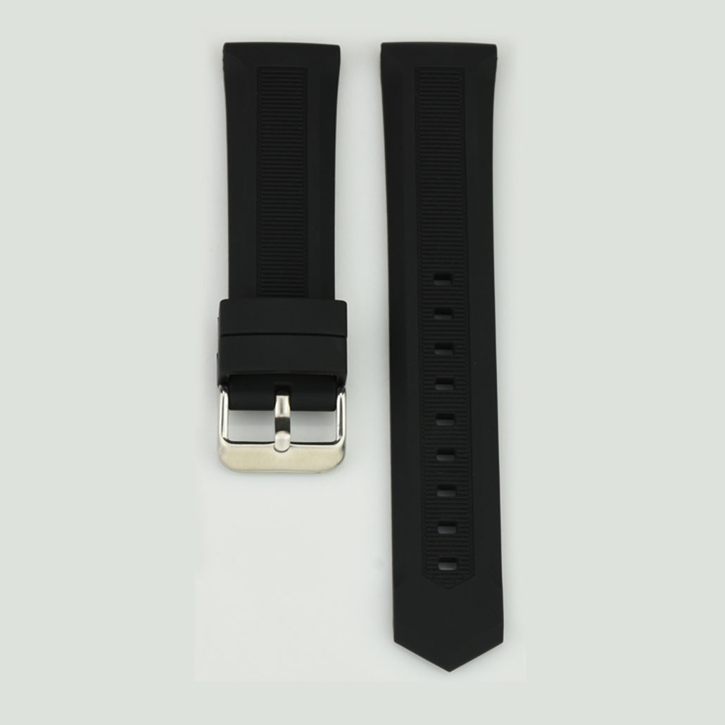 WR004 Black Silicone Rubber Women's Watch Band