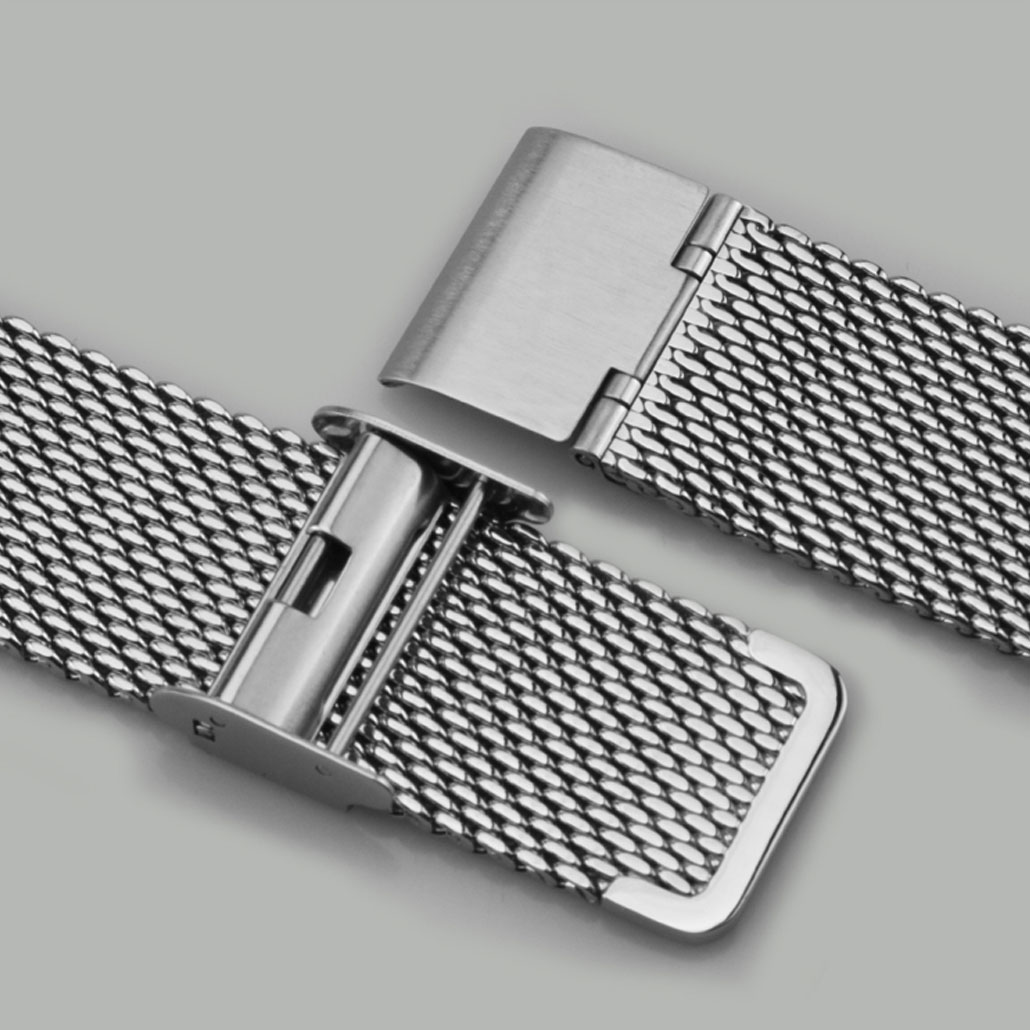 WS008 Silver Mesh Band With Quick Release Clasp