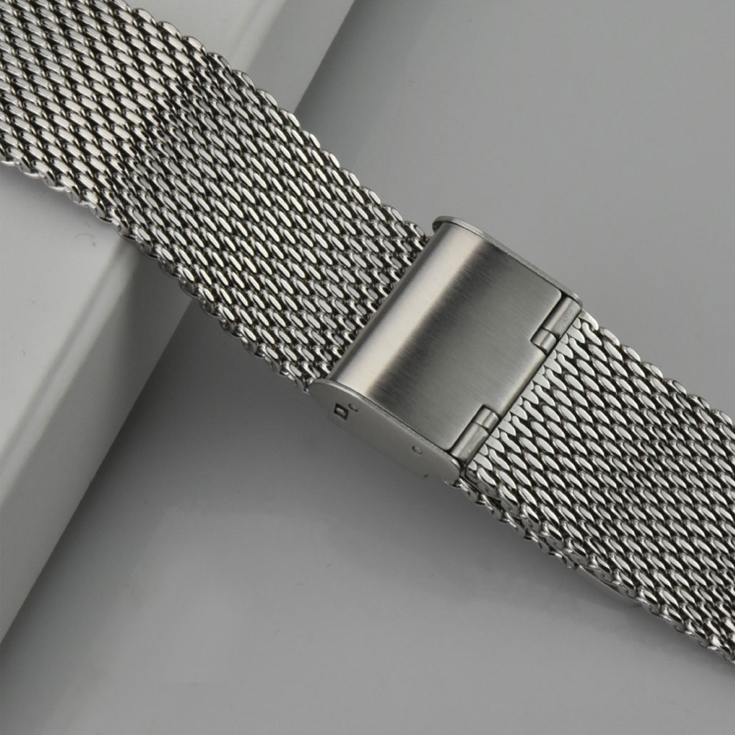 WS008 Silver Mesh Band With Quick Release Clasp
