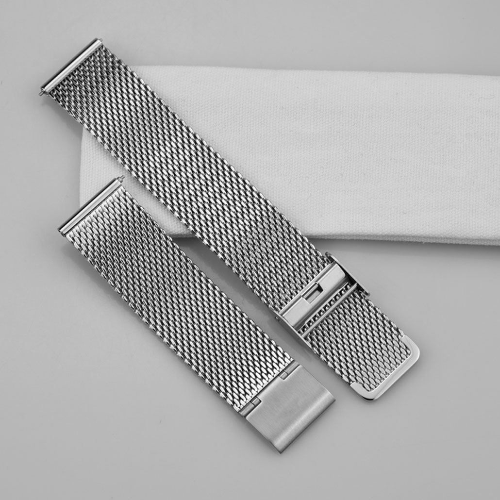 WS008 Silver Mesh Band With Quick Release Clasp