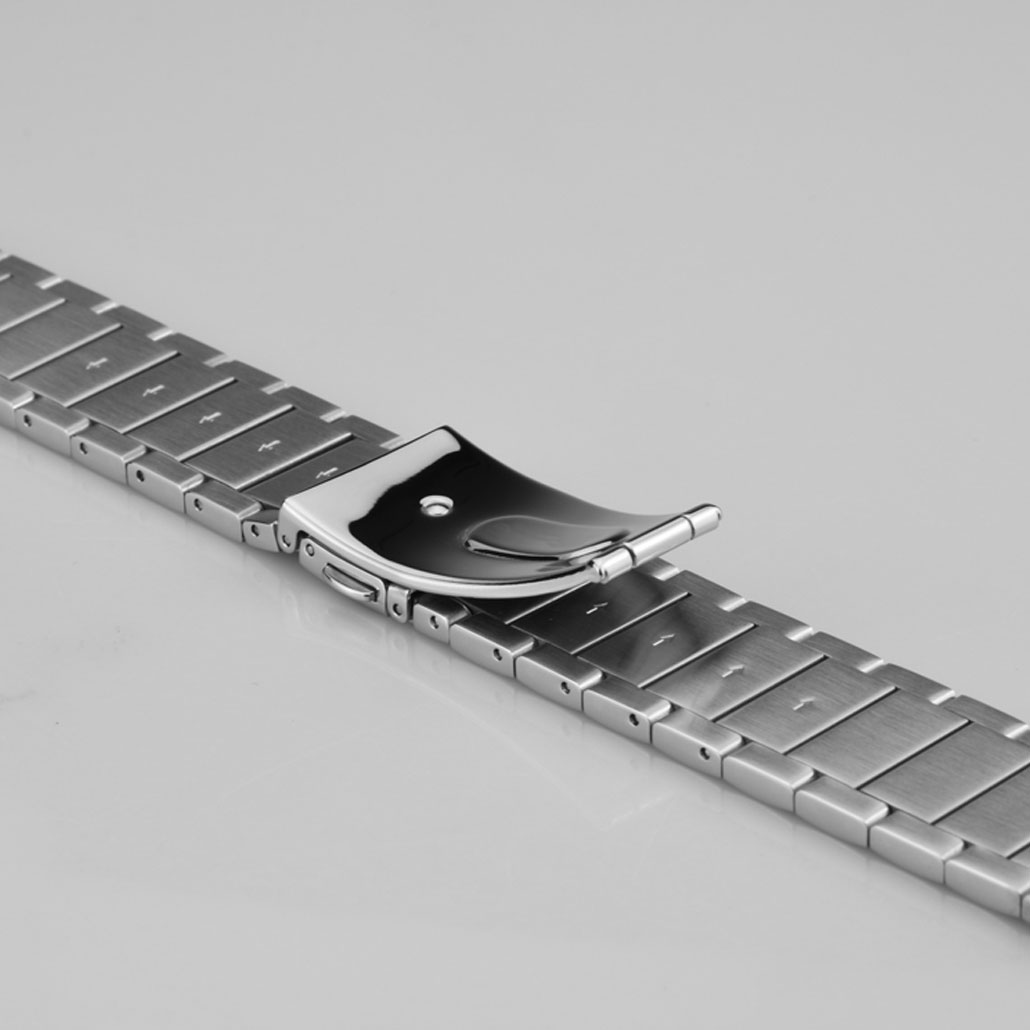 WS023 Silver Push Button Clasp Stainless- Steel Watch Bracelet