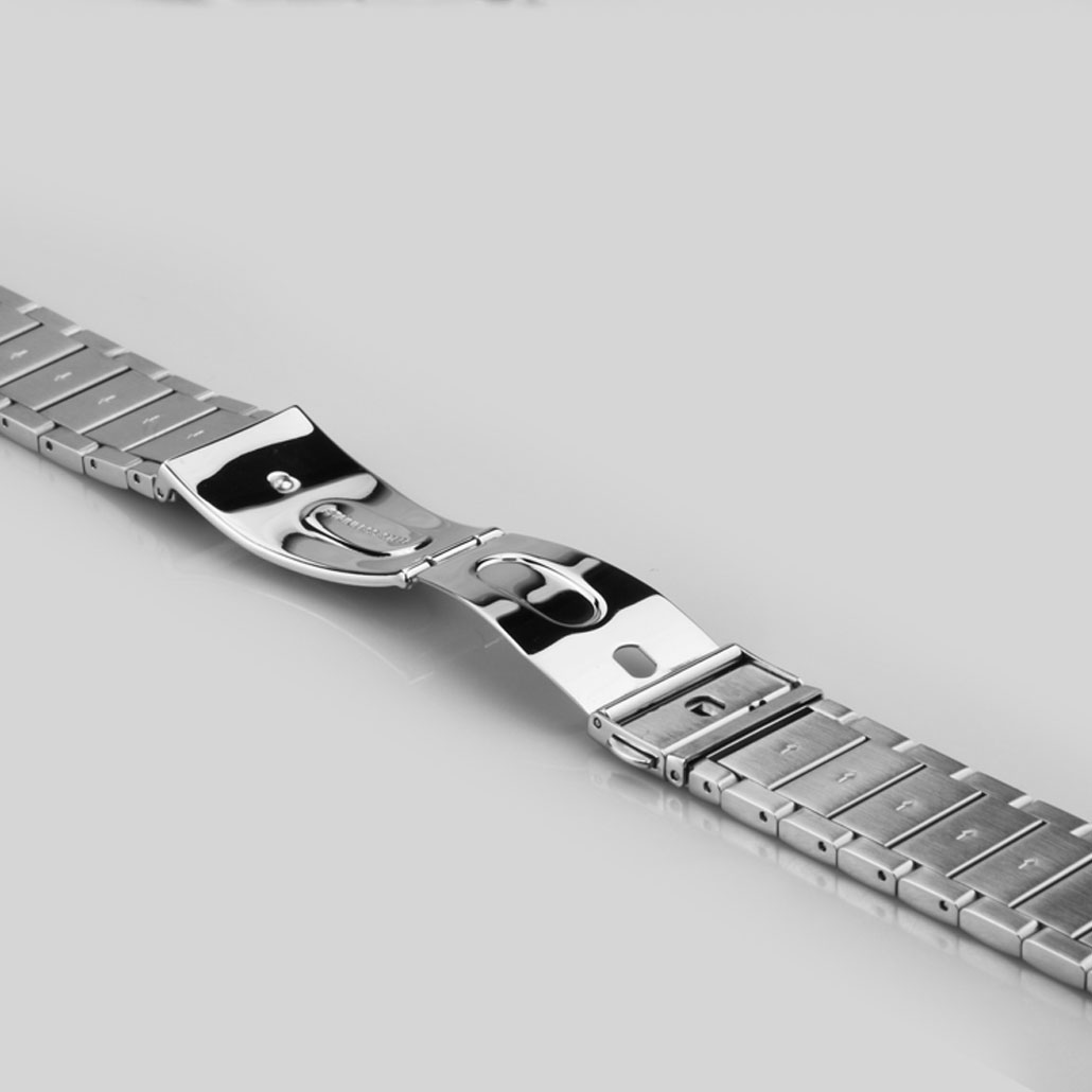 WS023 Silver Push Button Clasp Stainless- Steel Watch Bracelet
