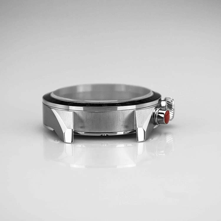 Stainless Steel Watch Case with Red Press Button