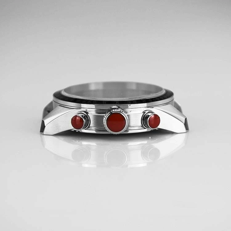 Stainless Steel Watch Case with Red Press Button
