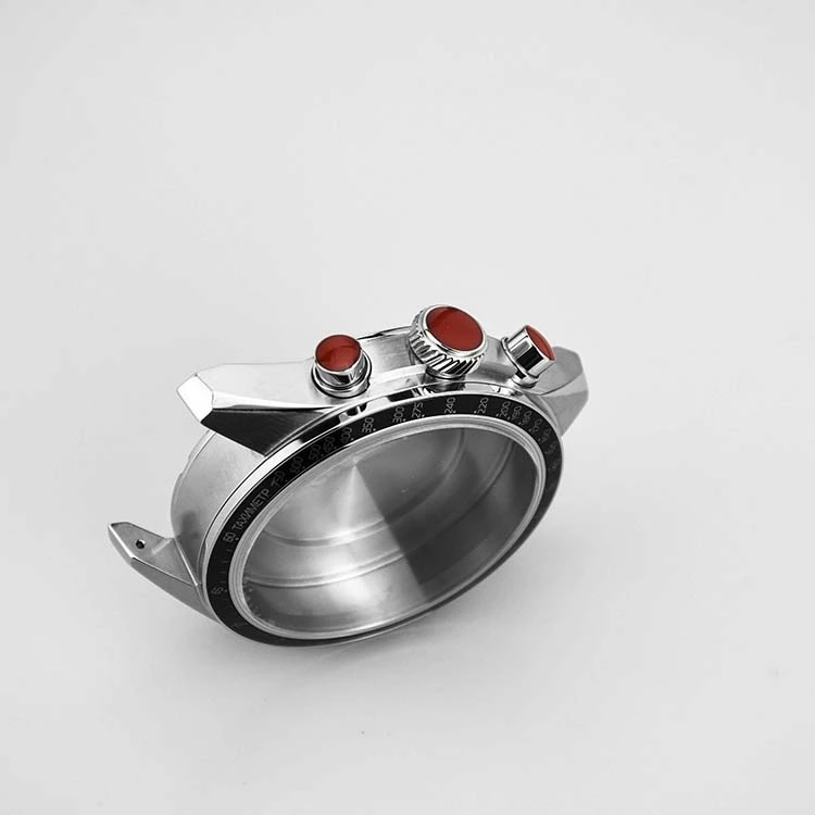 Stainless Steel Watch Case with Red Press Button