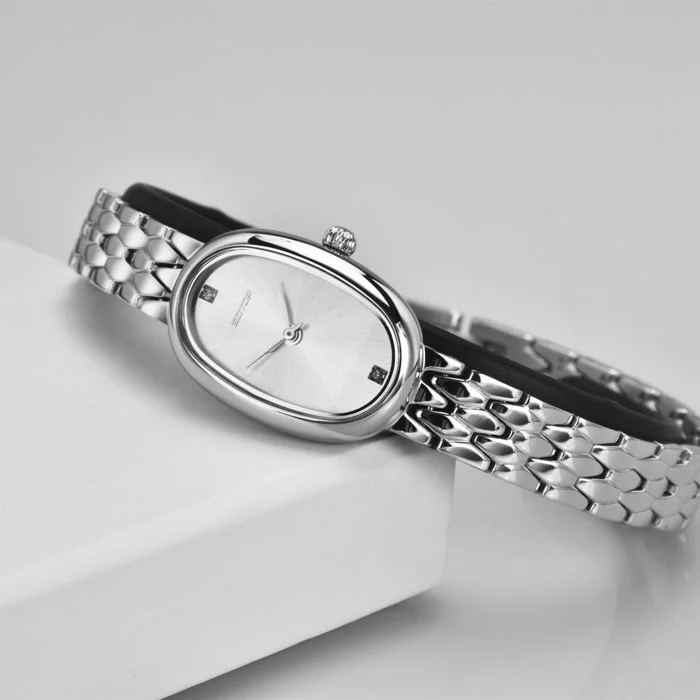 Two Curve Mineral Glass Watch for Woman