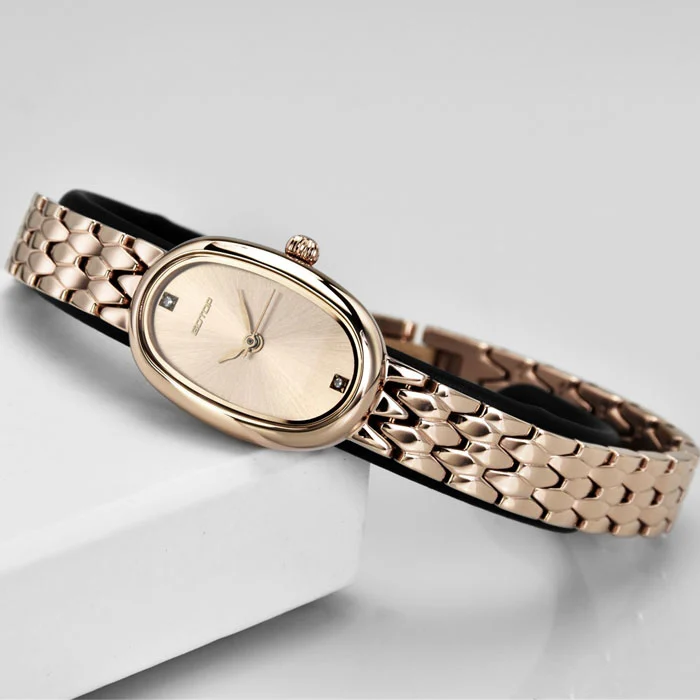 Two Curve Mineral Glass Watch for Woman