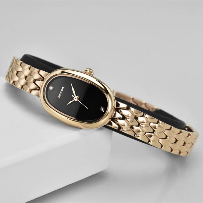Two Curve Mineral Glass Watch for Woman