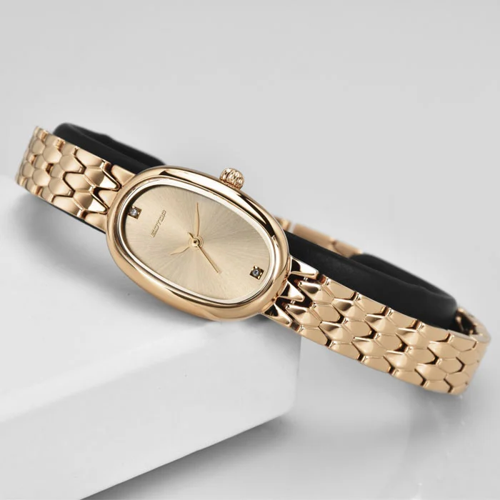 Two Curve Mineral Glass Watch for Woman