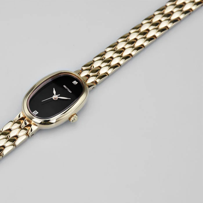 Two Curve Mineral Glass Watch for Woman