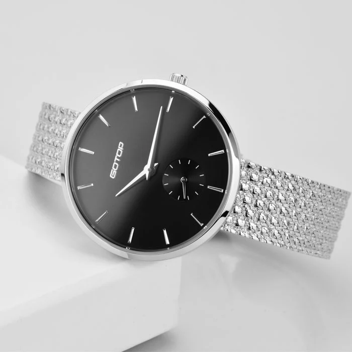 Fashion Unique Stereoscopic Brick Quartz Watch New Steel Strap Concise Sunray Dial