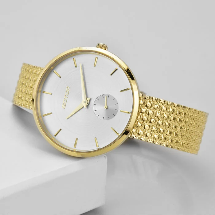Fashion Unique Stereoscopic Brick Quartz Watch New Steel Strap Concise Sunray Dial
